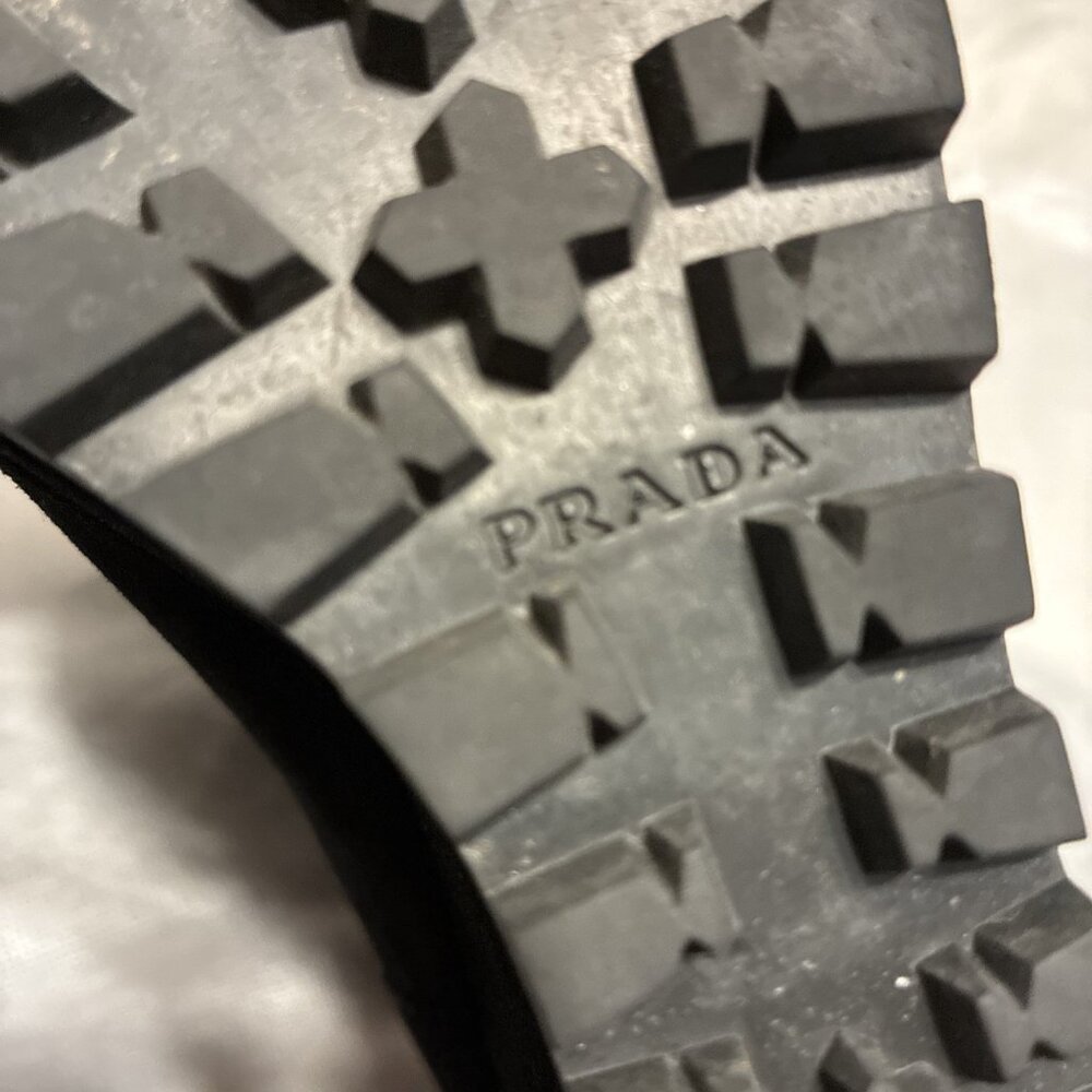 Prada Authentic Solid Black Suede Leather Wedge H… - image 6